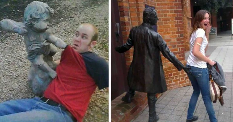 Posing With Statues