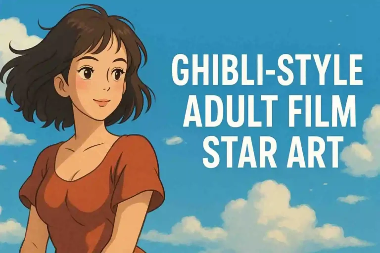 Ghibli-style adult film star art